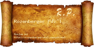 Rozenberger Pál névjegykártya